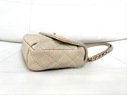 Chanel Ultimate Stitch Retro Flap Bag | Series 15 (2011-2012) | Champagne Beige Quilted Calfskin & GHW