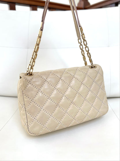 Chanel Ultimate Stitch Retro Flap Bag | Series 15 (2011-2012) | Champagne Beige Quilted Calfskin & GHW