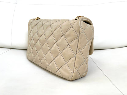 Chanel Ultimate Stitch Retro Flap Bag | Series 15 (2011-2012) | Champagne Beige Quilted Calfskin & GHW