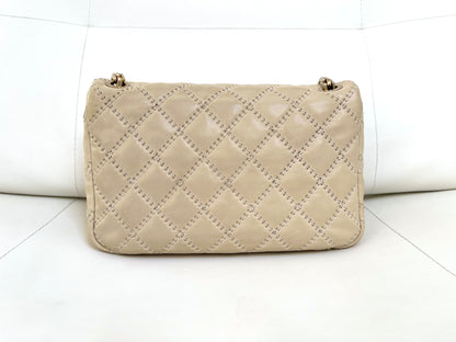 Chanel Ultimate Stitch Retro Flap Bag | Series 15 (2011-2012) | Champagne Beige Quilted Calfskin & GHW
