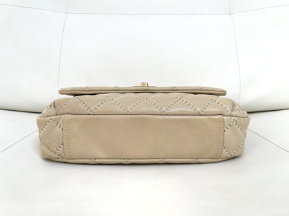 Chanel Ultimate Stitch Retro Flap Bag | Series 15 (2011-2012) | Champagne Beige Quilted Calfskin & GHW