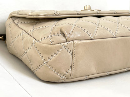 Chanel Ultimate Stitch Retro Flap Bag | Series 15 (2011-2012) | Champagne Beige Quilted Calfskin & GHW