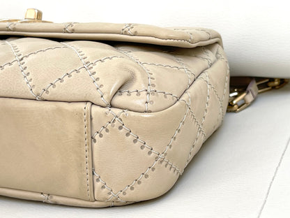 Chanel Ultimate Stitch Retro Flap Bag | Series 15 (2011-2012) | Champagne Beige Quilted Calfskin & GHW