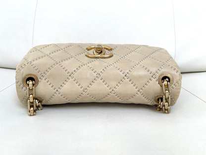 Chanel Ultimate Stitch Retro Flap Bag | Series 15 (2011-2012) | Champagne Beige Quilted Calfskin & GHW