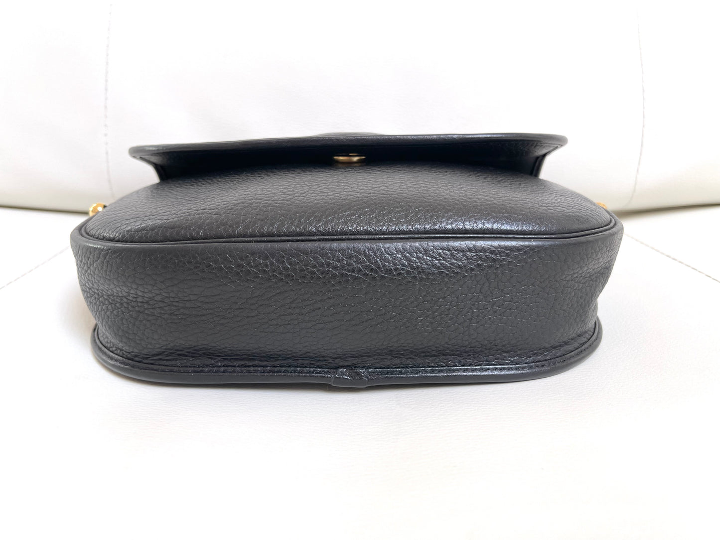 Christian Dior Vintage Logo Flap Black Grained Calfskin Leather Bag