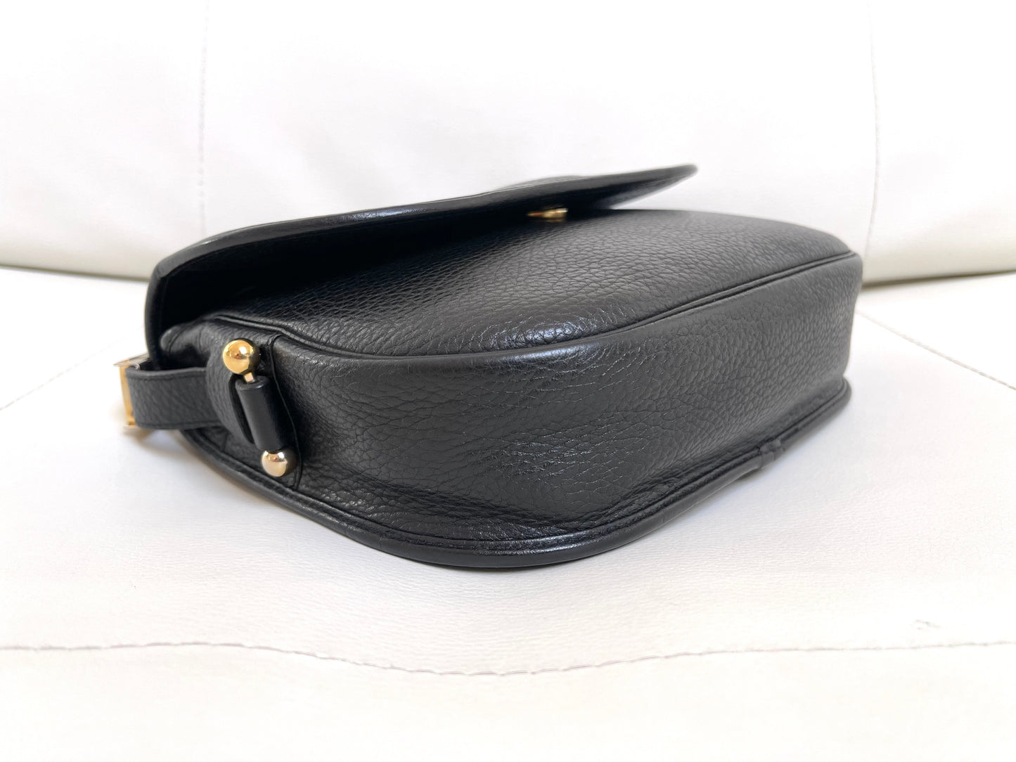 Christian Dior Vintage Logo Flap Black Grained Calfskin Leather Bag