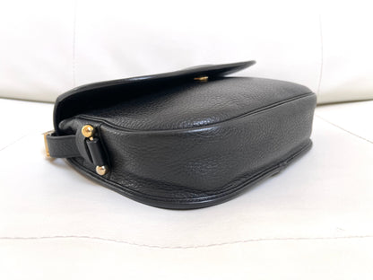 Christian Dior Vintage Logo Flap Black Grained Calfskin Leather Bag