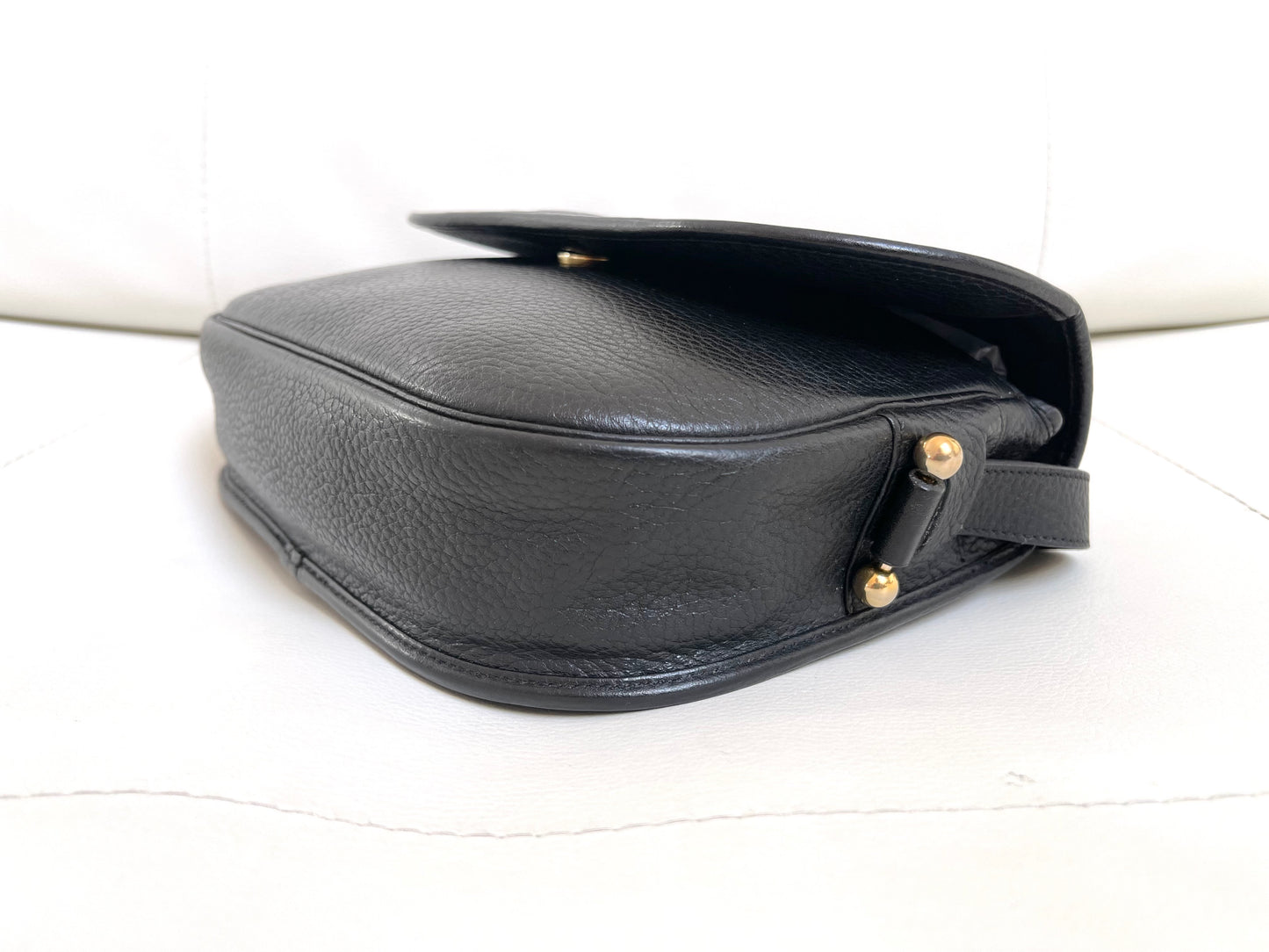 Christian Dior Vintage Logo Flap Black Grained Calfskin Leather Bag