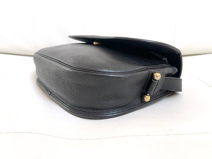 Christian Dior Vintage Logo Flap Black Grained Calfskin Leather Bag