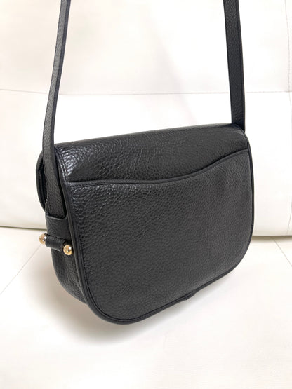 Christian Dior Vintage Logo Flap Black Grained Calfskin Leather Bag