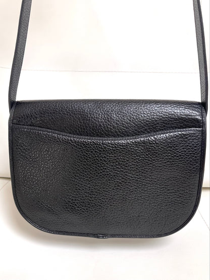 Christian Dior Vintage Logo Flap Black Grained Calfskin Leather Bag