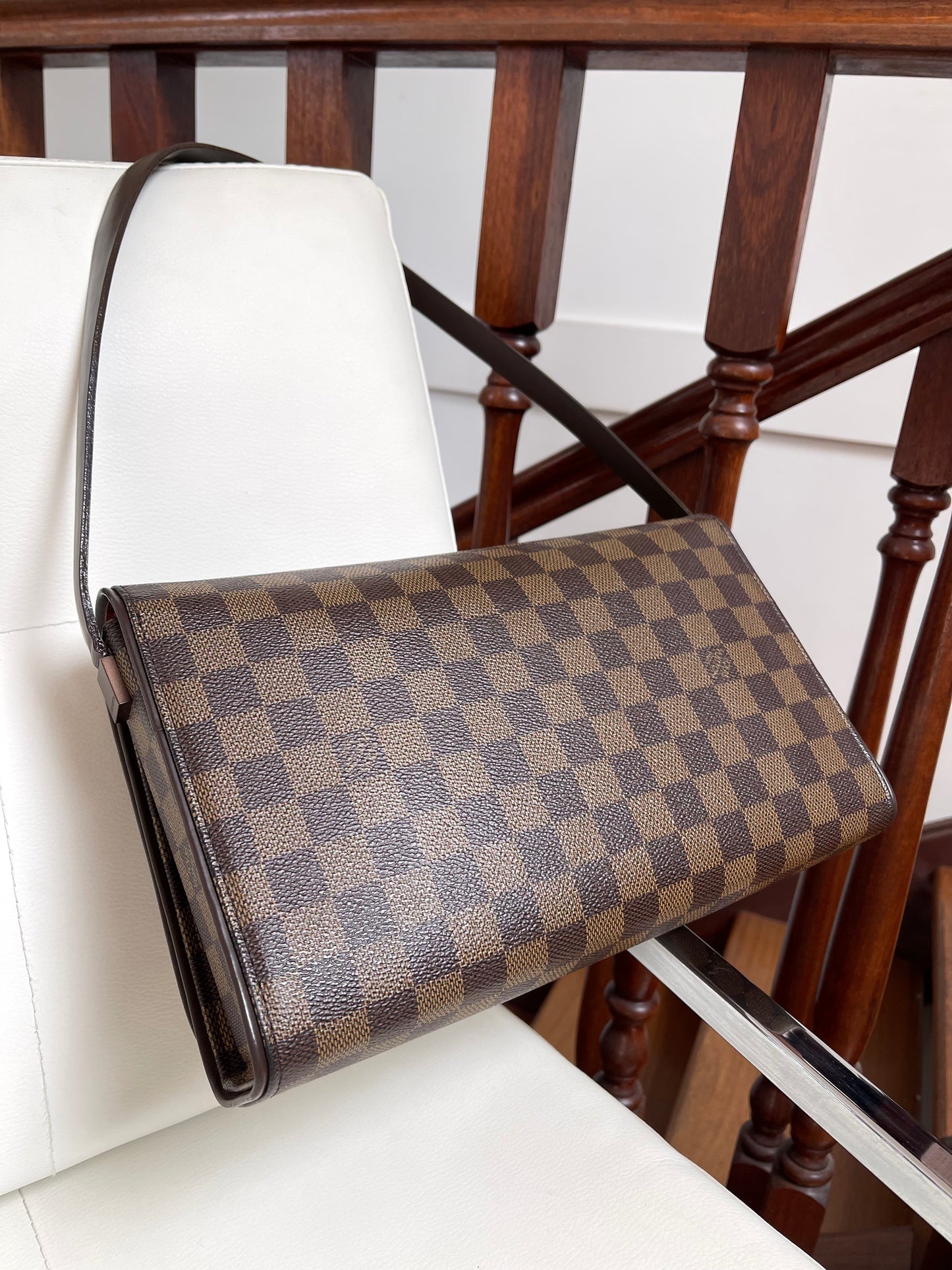 Louis Vuitton Vintage Tribeca Long Damier Ébène Canvas Leather Shoulder Bag