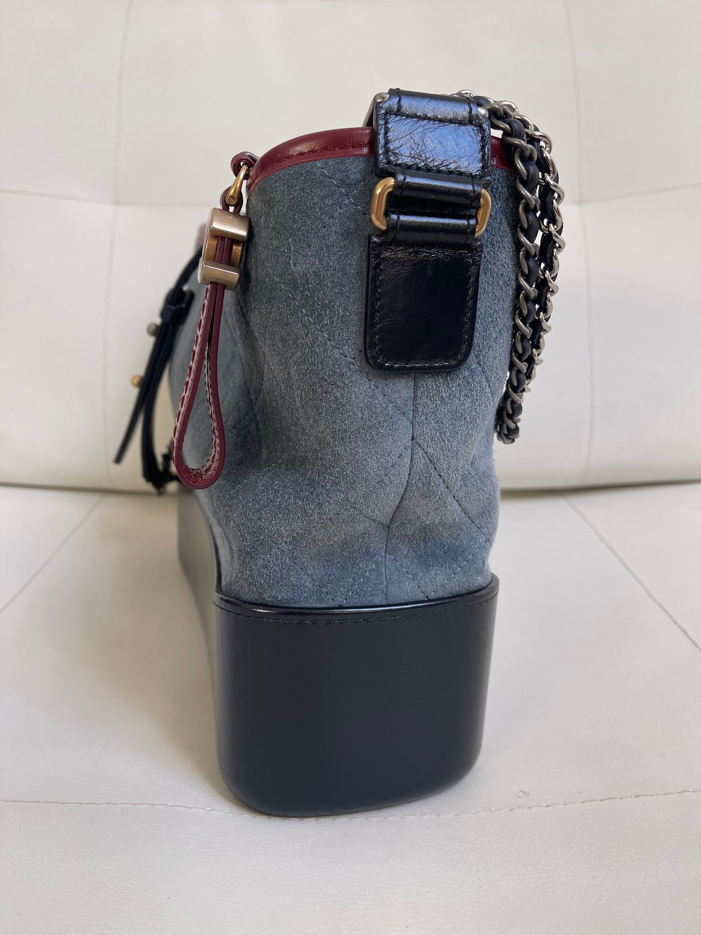 Chanel Gabrielle Hobo Medium | Series 24 (2017-2018) | Blue Suede & Patent Leather with Tricolor Hardware