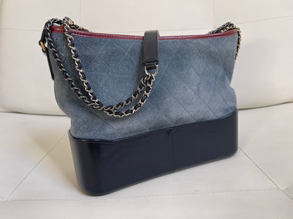 Chanel Gabrielle Hobo Medium | Series 24 (2017-2018) | Blue Suede & Patent Leather with Tricolor Hardware