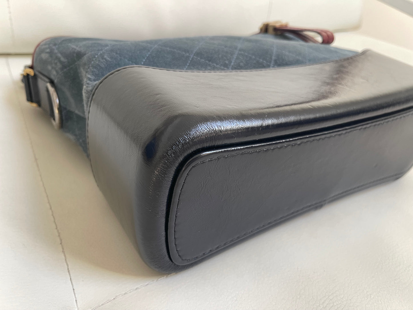 Chanel Gabrielle Hobo Medium | Series 24 (2017-2018) | Blue Suede & Patent Leather with Tricolor Hardware