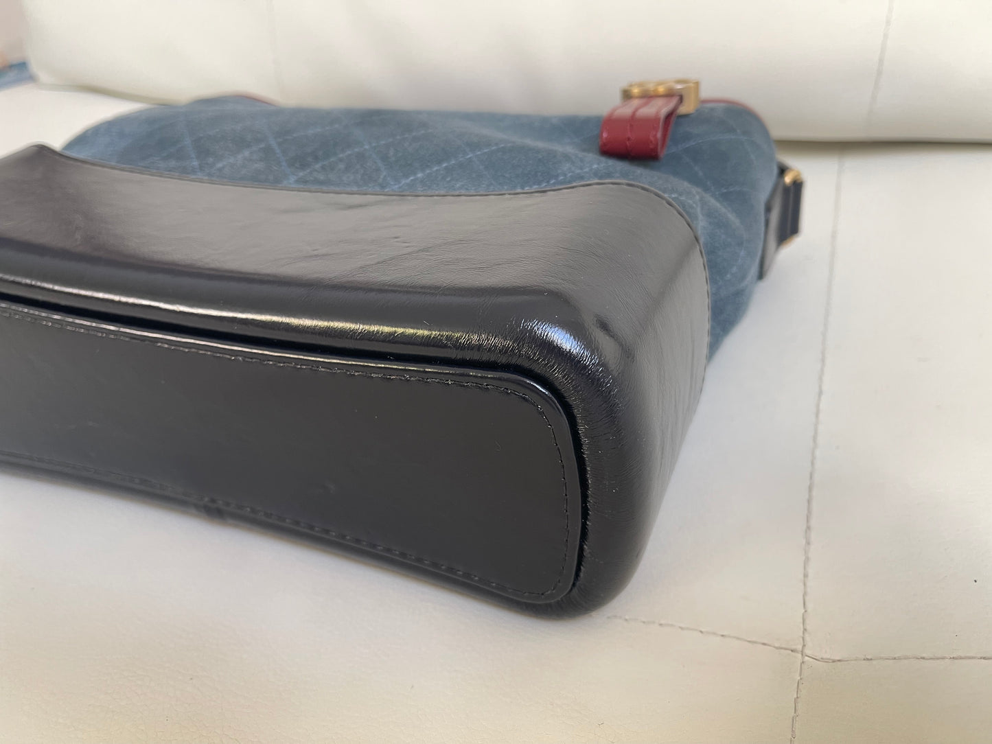 Chanel Gabrielle Hobo Medium | Series 24 (2017-2018) | Blue Suede & Patent Leather with Tricolor Hardware