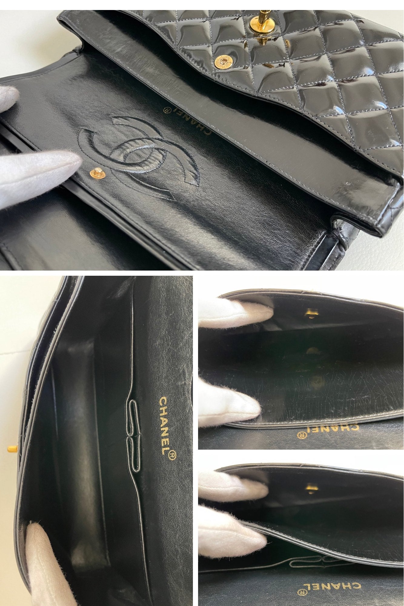 Chanel Classic Timeless Medium Double Flap | Series 3 (1994-1996) | Black Patent Leather & 24-Karat GHW