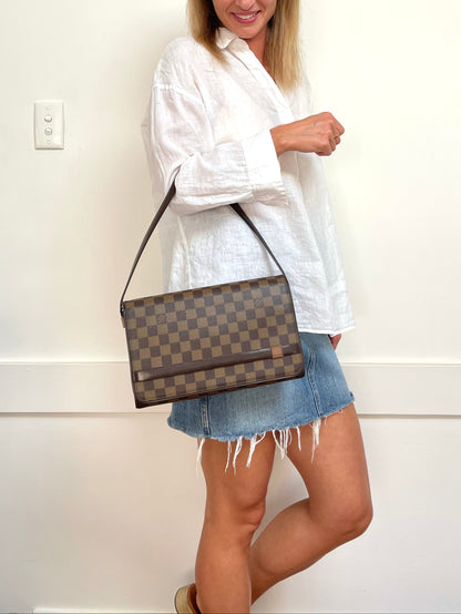 Louis Vuitton Tribeca Long Damier Ébène worn on forearm Australia