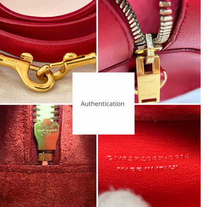 Yves Saint Laurent Baby Cabas Monogram W/ Strap | Red Calfskin Leather & GHW