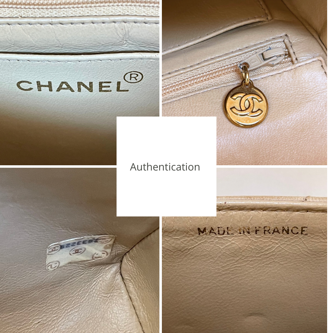 Chanel Quilted Classic Camera Single Flap Bag | Series 2 (1991-1994) | Sand Beige Lambskin