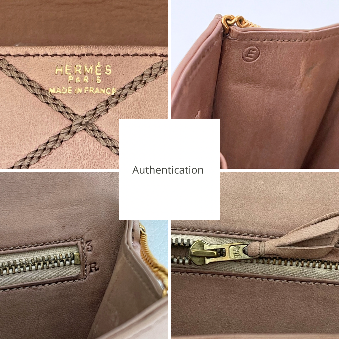 Hermès 1970s Archival Envelope Clutch w/ Strap | Warm Beige Lambskin | Cross-Stitched (Rare Vintage)