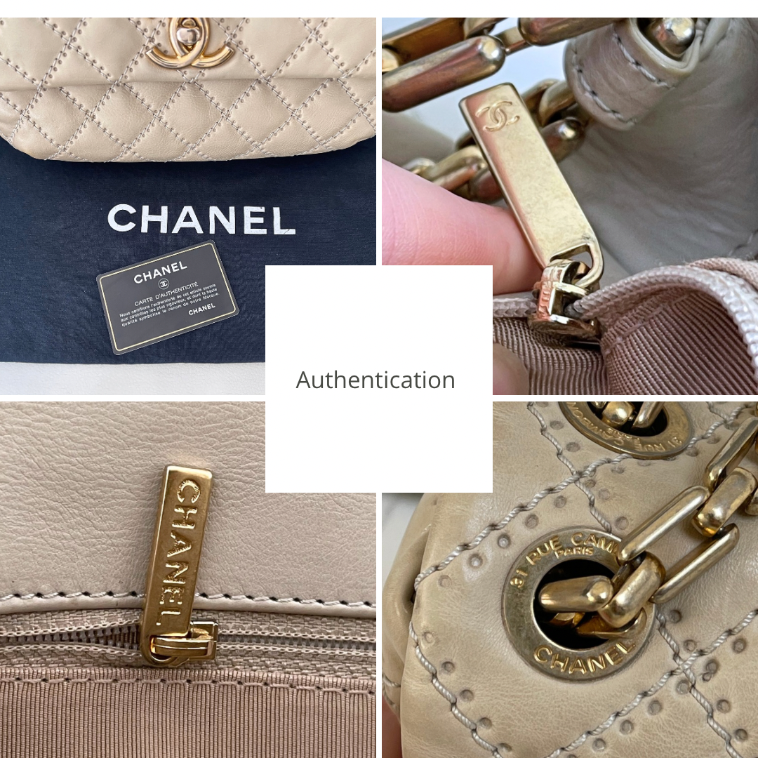 Chanel Ultimate Stitch Retro Flap Bag | Series 15 (2011-2012) | Champagne Beige Quilted Calfskin & GHW