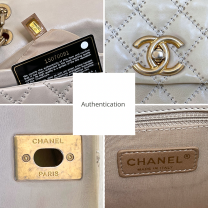 Chanel Ultimate Stitch Retro Flap Bag | Series 15 (2011-2012) | Champagne Beige Quilted Calfskin & GHW