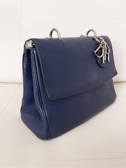 Christian Dior Be Dior Small Flap Bag | Navy Blue Taurillon Leather