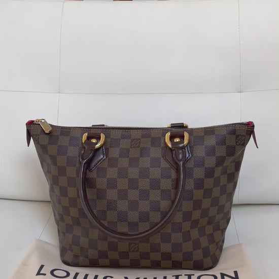 Louis Vuitton Saleya PM Damier Ebene Canvas Tote Bag with Dust Bag video 