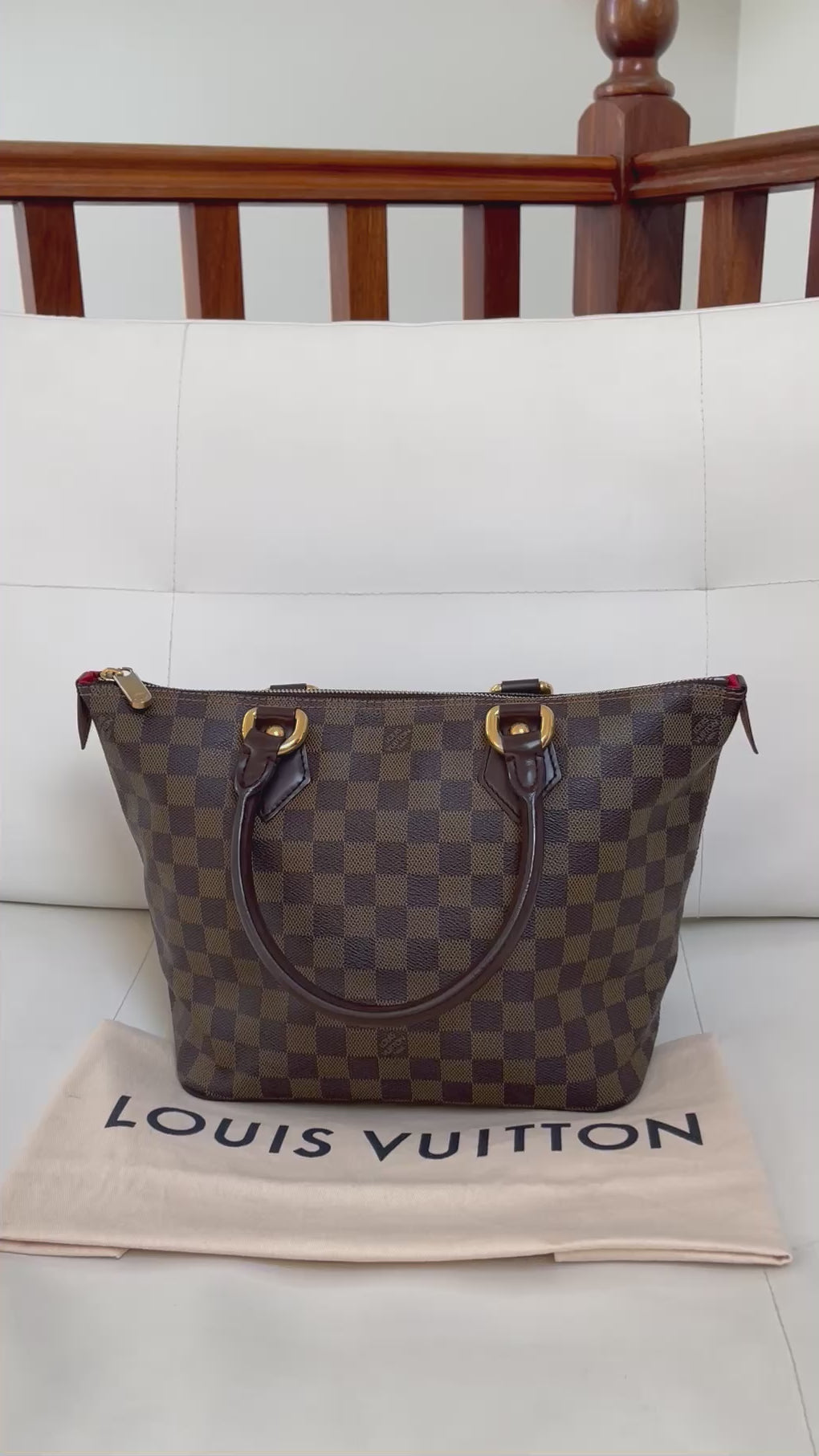 Louis Vuitton Saleya PM Damier Ebene Canvas Tote Bag with Dust Bag video 