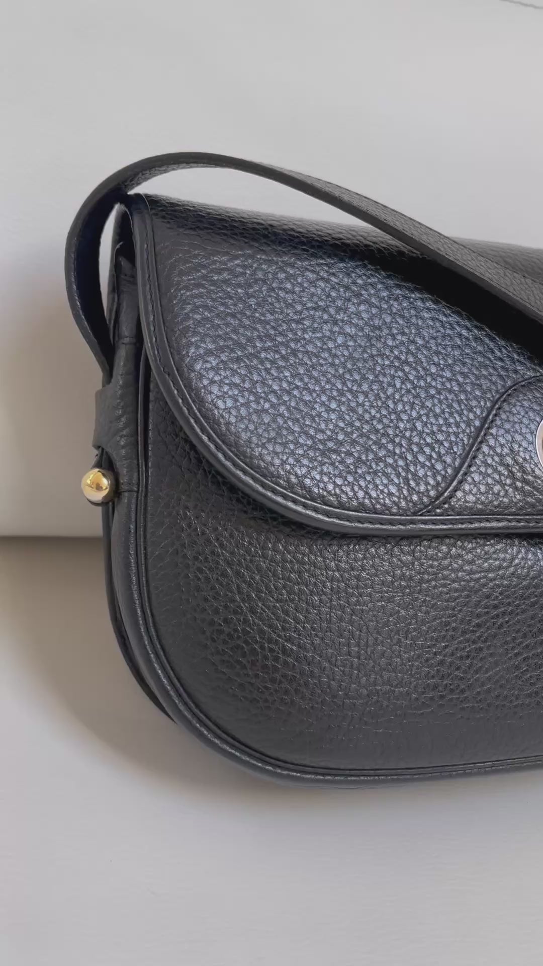 Vintage Christian Dior black leather shoulder crossbody bag 1990s Dior flap bag La Suite Australia